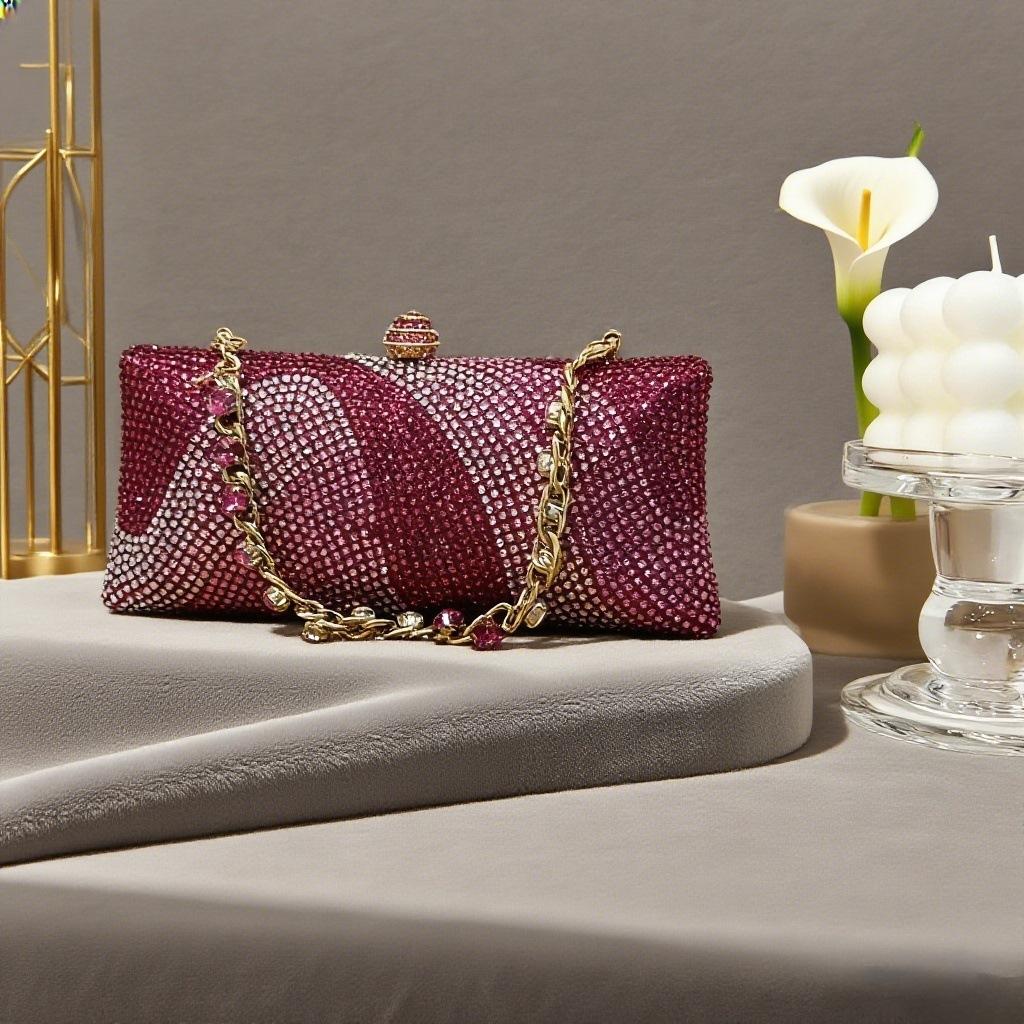 Dames Diner Tas Glanzend Volledig Diamant Horizontale Vierkante Clutch Tas Banket Licht Luxe High-End Avondtas