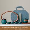 High-end simple Dehua ceramic Yanhe teapot portable four cups outdoor travel tea set tea gift leather bag