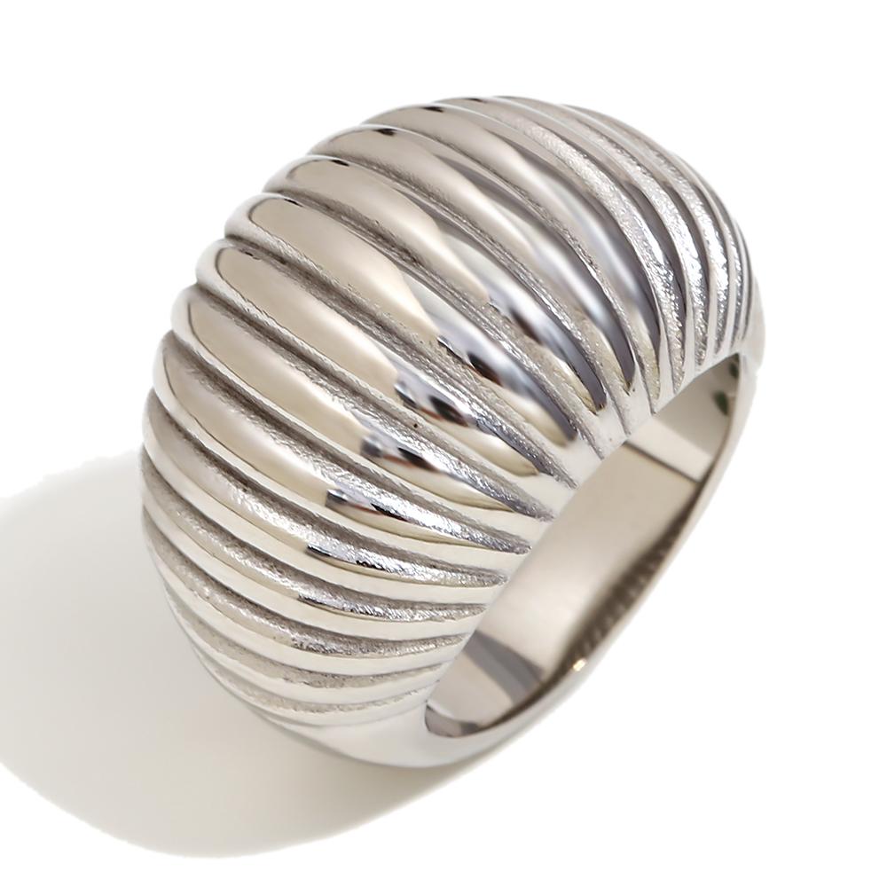 

MamacitaSlay Classic Horizontal Grain Fat Bread rings Daily Waterproof stainless steel jewelry woman gift Accessories women s 7 серебряный