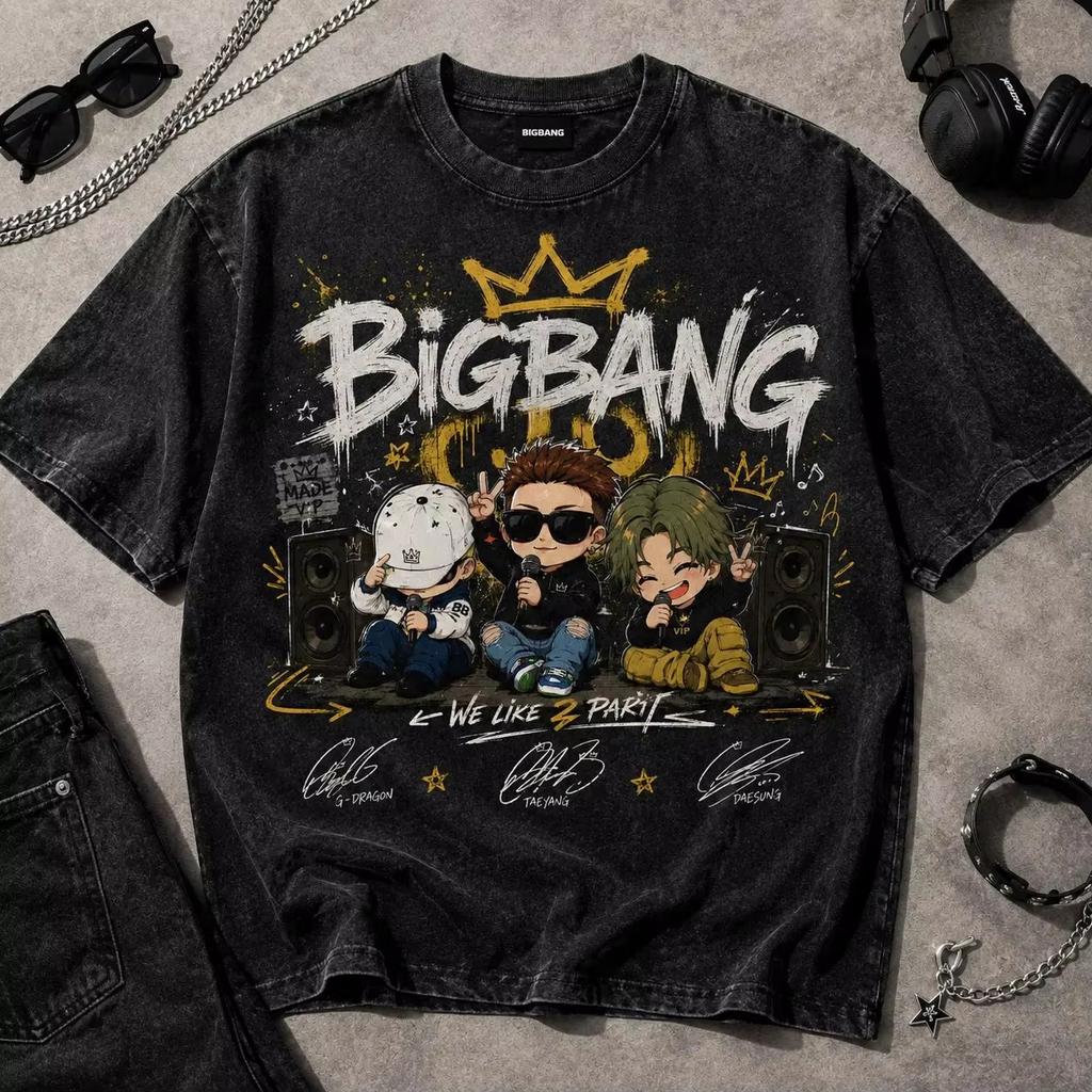 Summer Hot Sale BIGBANG 2026 World Tour Double Sided T Shirt 20th Anniversary Crown Tour Dates Print Oversized Tshirt Short Sleeve Casual Clothing