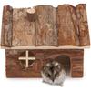 Wontee Hamster Wood House Hamster Hideout Hut for Dwarf Hamsters Mice Small Gerbils (Small)