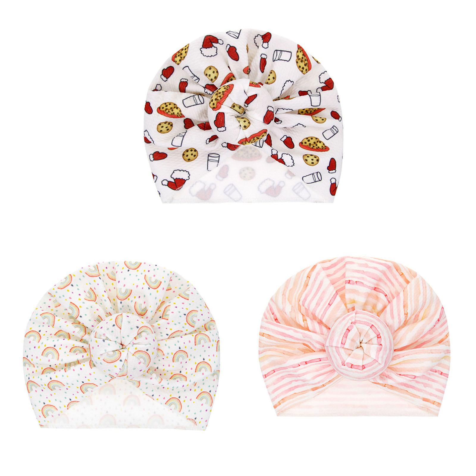 

3PC Newborn Baby Boy Girl Floral Print Headwear Turban Hat Accessories M