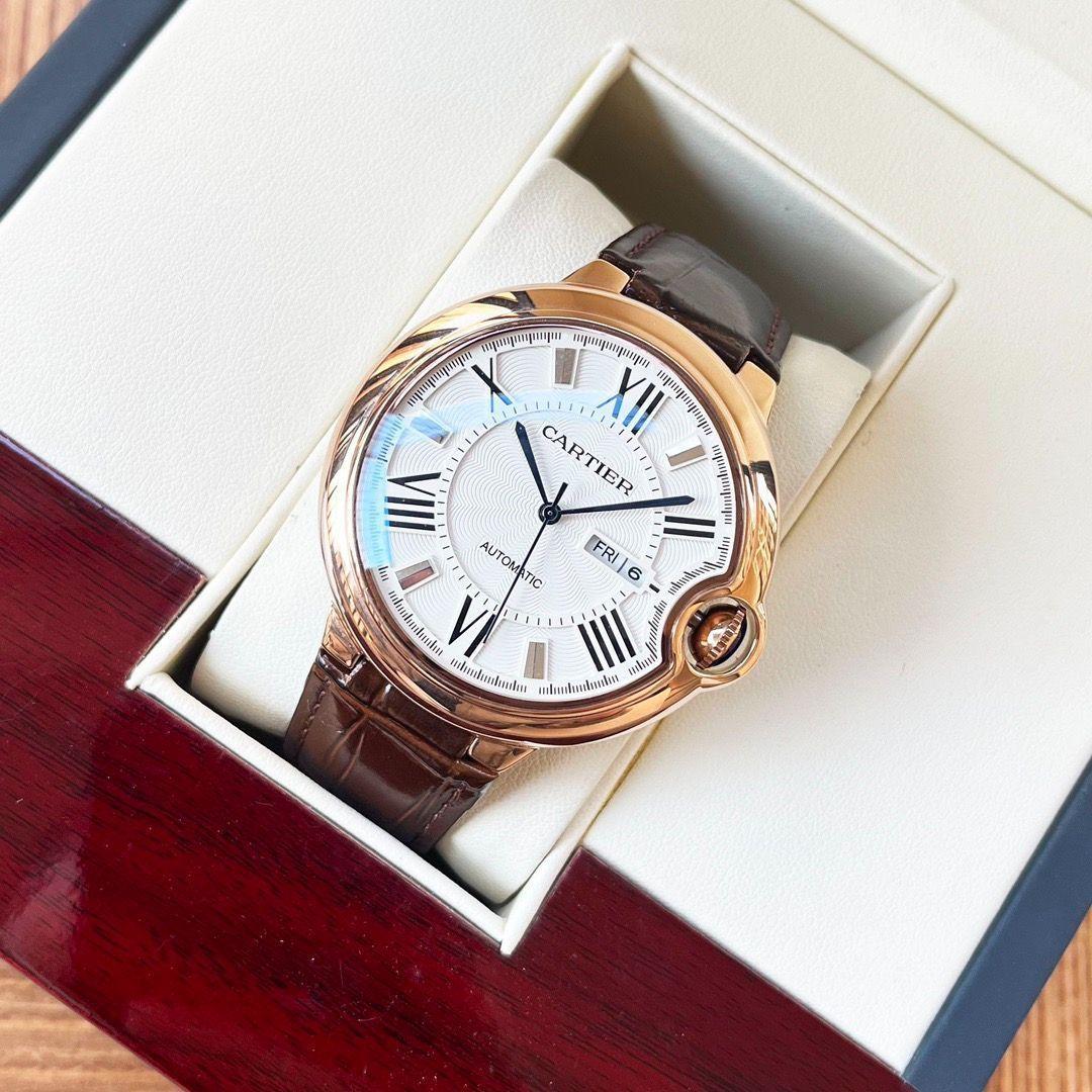 Used CARTIER Men s Watch - 44mm Automatic Mechanical Movement/Leather Strap New Unused - WTO Imported 5