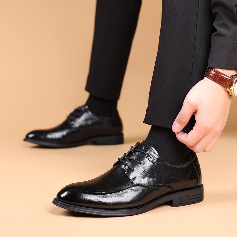 Lederschuhe Herren klassische Business-Kleidung Herrenschuhe vielseitige Schnürschuhe Einzelne Schuhe Rindsleder hochwertig Hochzeitsschuhe trendige Modeschuhe