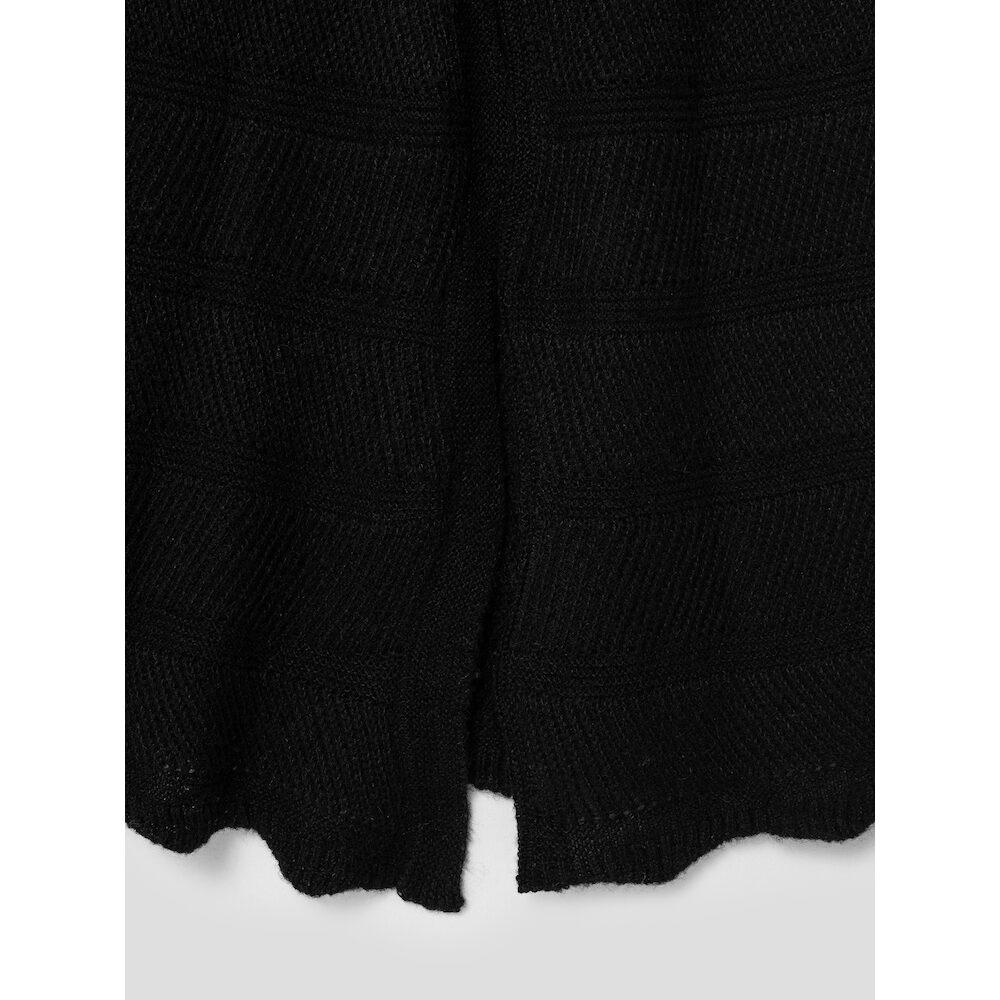 Anggae Alpaca Blend Long Knit Skirt Black