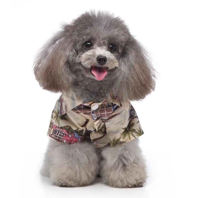 Spring and Summer Daisy Print Shirt Pet Hawaiian Shirt Pet Dog Clothes Pet Dog Beach Plaid Shirt