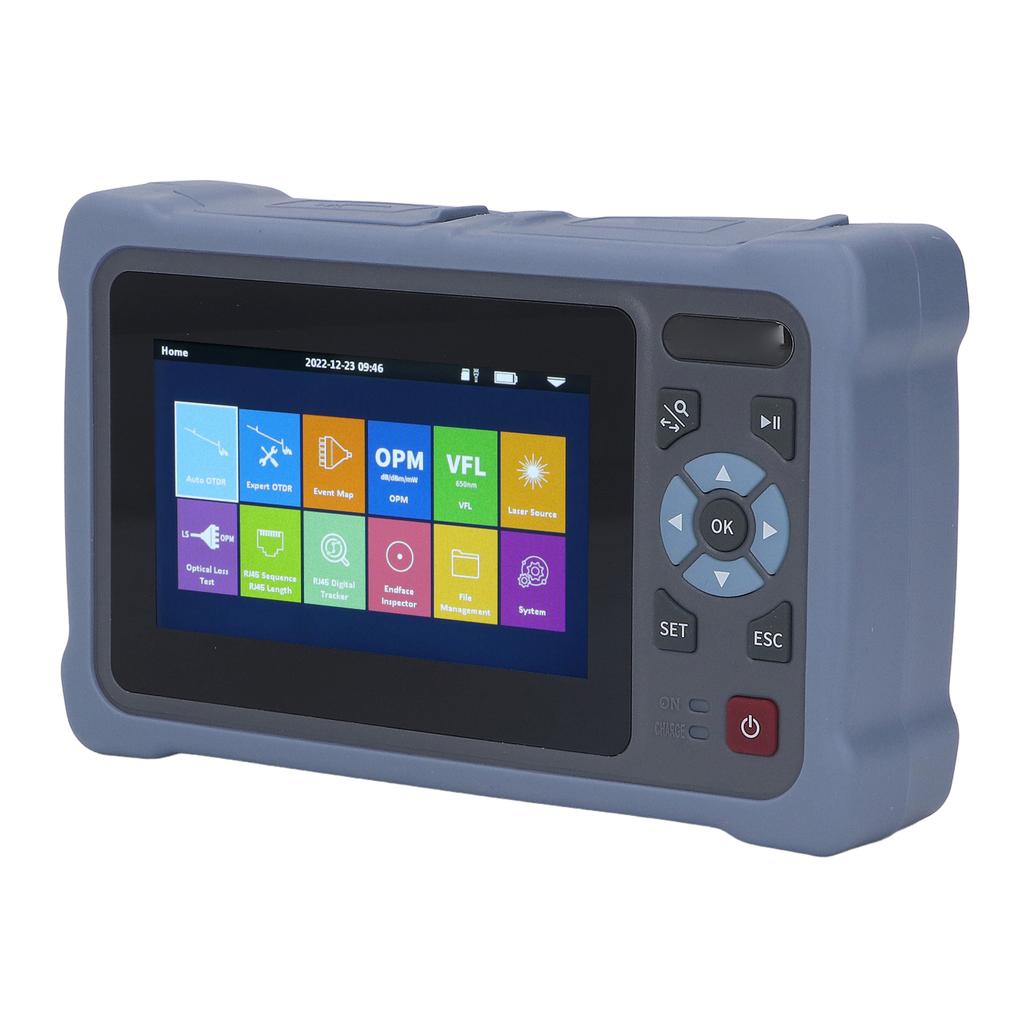 OTDR Fiber Optic Tester 4.3in Screen 5m to 100km 1310nm 1550nm OTDR Tester with FC LC Adapter 110‑240V US Plug