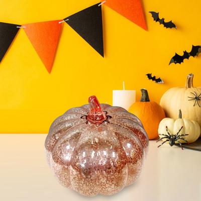 Lampion LED w kształcie szklanej dyni z inteligentnym timerem 10 ciepłych diod LED zasilany bateryjnie automatyczne światło dyni dekoracja na Halloween