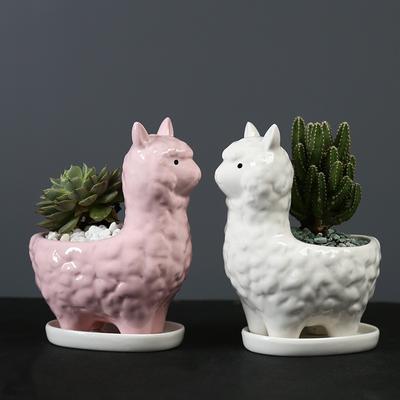 Aranyos Alpaka Virágcserép Kerámia Szukkulens Cserép Állatos Ültető Otthoni Dekoráció Asztali Díszek Bonsai Növénycserép Kerti Dekoráció