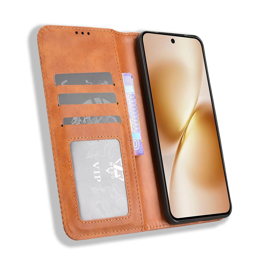 For vivo X200s 5G Leather Case Wallet Stand Retro Texture Phone Cover