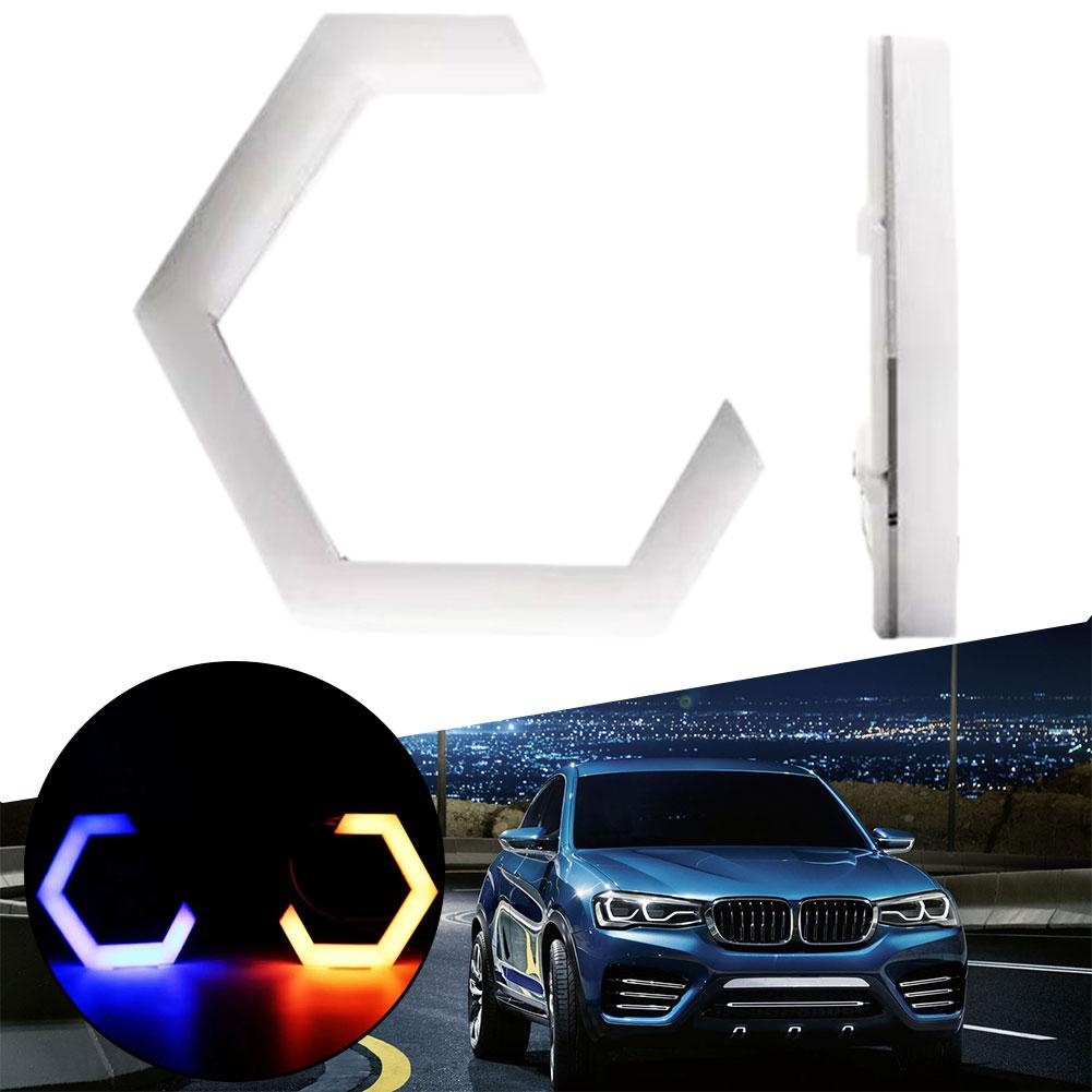 "Angel Eyes" Car Motorcycle Headlights Personalized RGB Hexagon Double Lens LED Steering Decorative Light Accesorios Para A V5A3