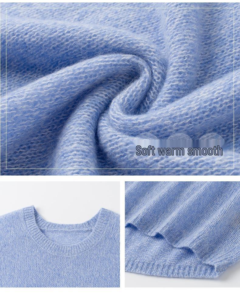 Damen Weicher Kaschmir Strickpullover - Rundhalsausschnitt, Lockere Passform, Einfarbiger Pullover für Herbst/Winter