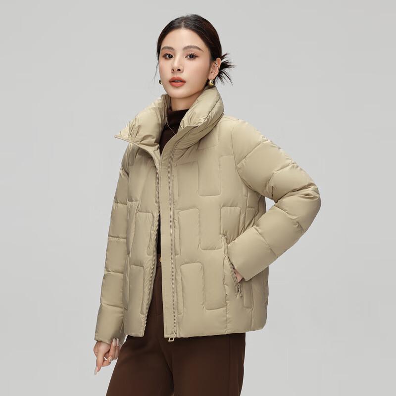 SNOWFLYING Women's Stand Collar Short Down Jacket