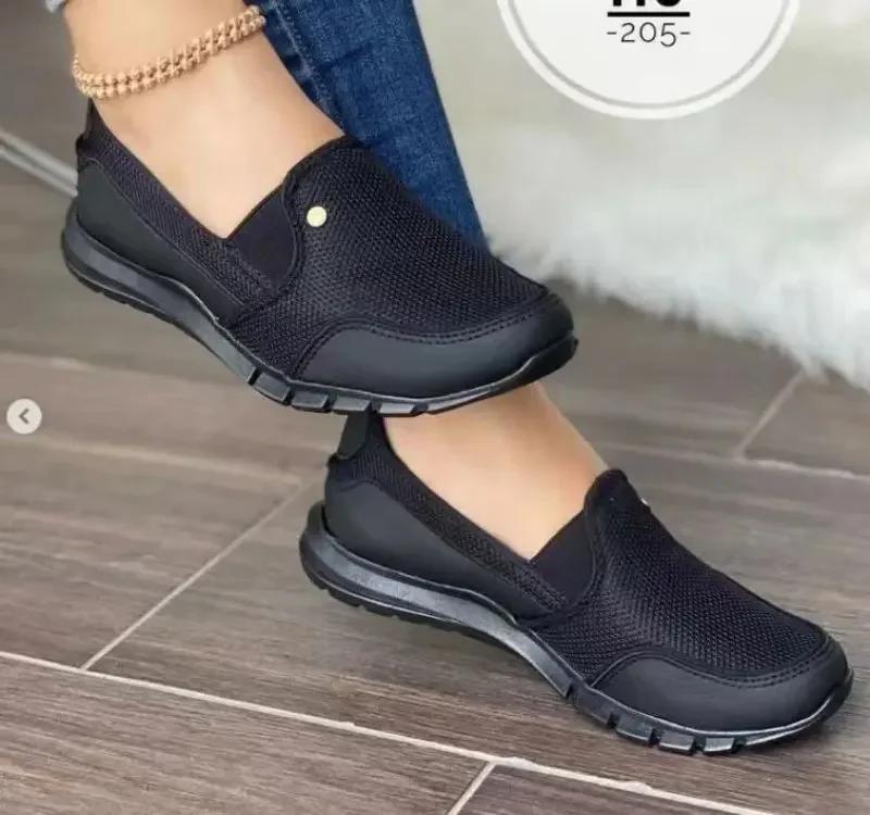 Fashion Women Shoes Platform Sneakers New 2024 Summer Breathable Single Shoe Female Soft Sole Flat Shoes Casual Board Shoes Plus Size 43