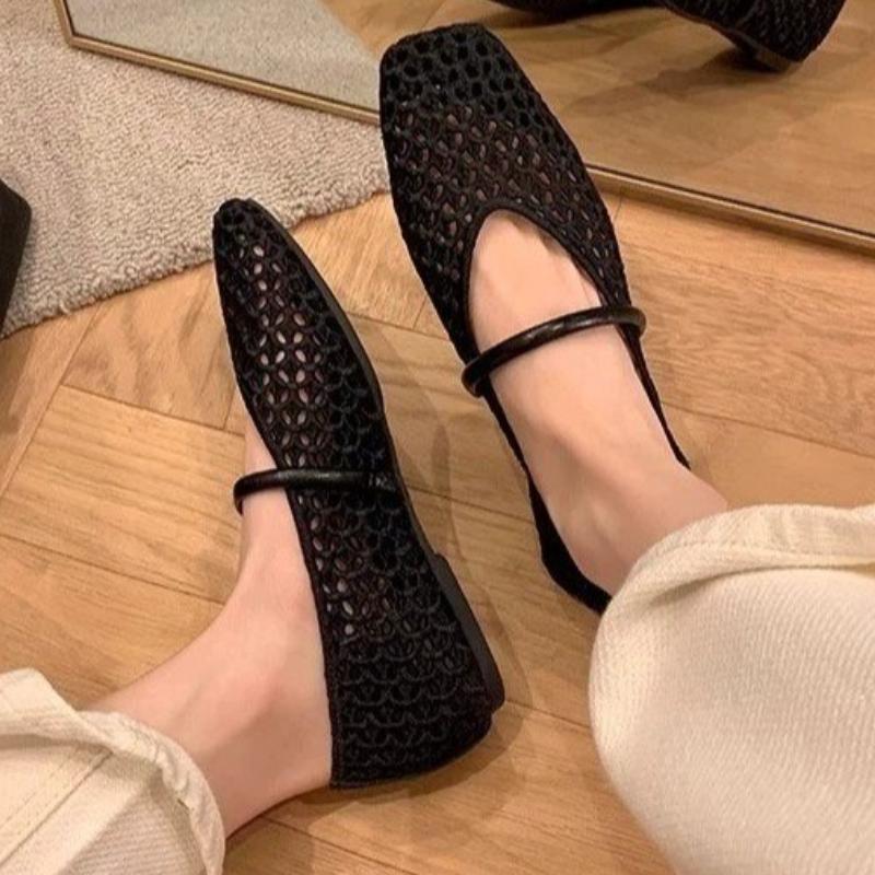 Women Flats Loafers Mesh Square Toe Shoes 2025 Casual New Sport Sandals Summer Sneakers Trend Walking Woman Zapatillas