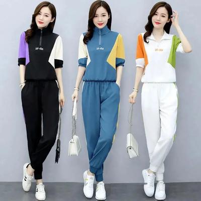 Plus Size Fashionable Women's 2-piece Set Summer Arrival Age-reducing Sporty Casual Suit Pants Stylish