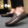 Fashion Men Loafers Party Driving Loafers Shoes Male Genuine Leather Business Office Leather Mens Casual Flats Moccasins Brown