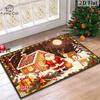 1pc, Christmas Doormat, Santa Claus Gingerbread House Reindeer Snowman Full Moon Night Scene Gift Box Bell Candy Cane Pine Holly Snowflake Decorative 