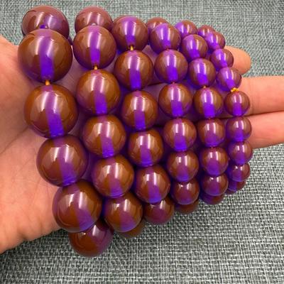 Bracciale da Elfo in Cera d'Api Ambra Blu Cambia-Colore con Perline Buddiste