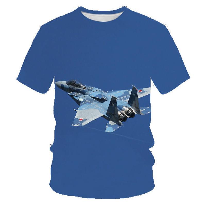 Aircraft Fighter Graphic T Shirt for Men Tops 3D Printing Round Neck Short Sleeve Summer Fashion Casual T-shirts Streetwear