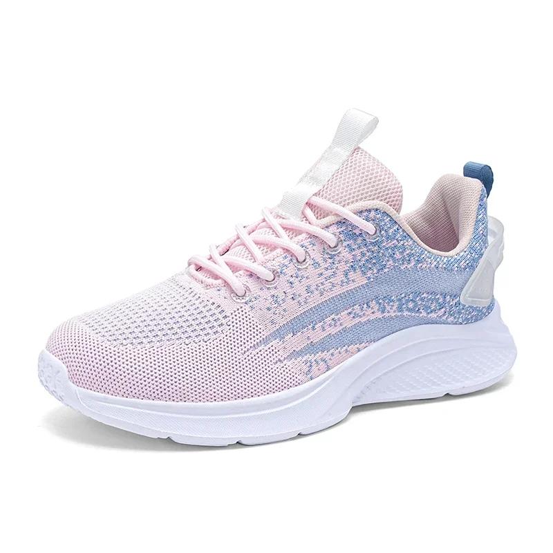 Ladies Soft Non-Slip Jogging Shoes Flying Weave Breathable Autumn Running Shoes Women Sports Fashion Comfortable Casual Sneakers