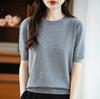 Spring Autumn Women Sweater O-Neck Cashmere Pullover Basic Short Sleeve Clothing Comfort Top Casual Solid