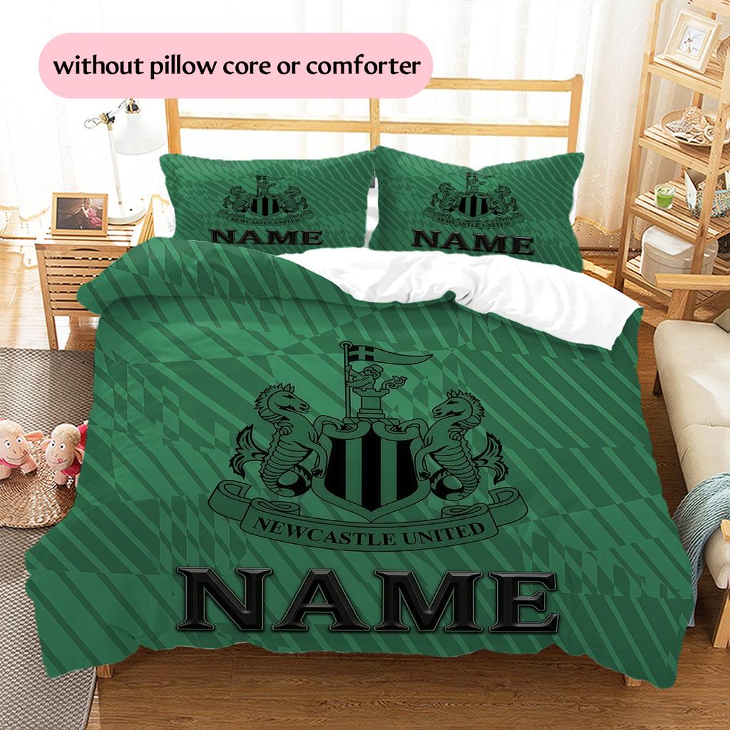 Custom Name Newcastle United Pattern Bedding Quilt Set  Home Decoration  Gift (1 * duvet cover + 2 * pillowcase  without core)