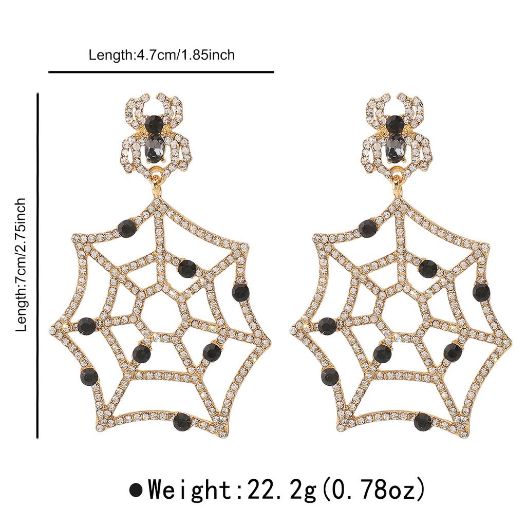 Halloween Party Funny Spider Web Earrings, Fashion Temperament Diamond Delicate Holiday Earrings Earrings