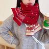Red Christmas Scarf Deer Winter Cashmere Scarves Warm Wool Knitted Scarf  Women/Men