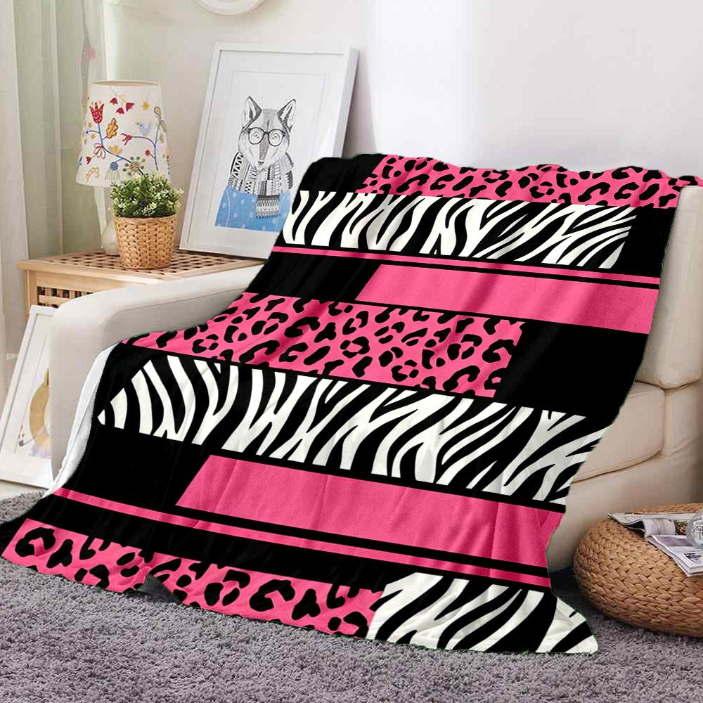 Pink Zebra Flannel Blanket Throw Blanket Soft Warm Sofa Bed Camping Home Decor Unique Christmas Gift C926243