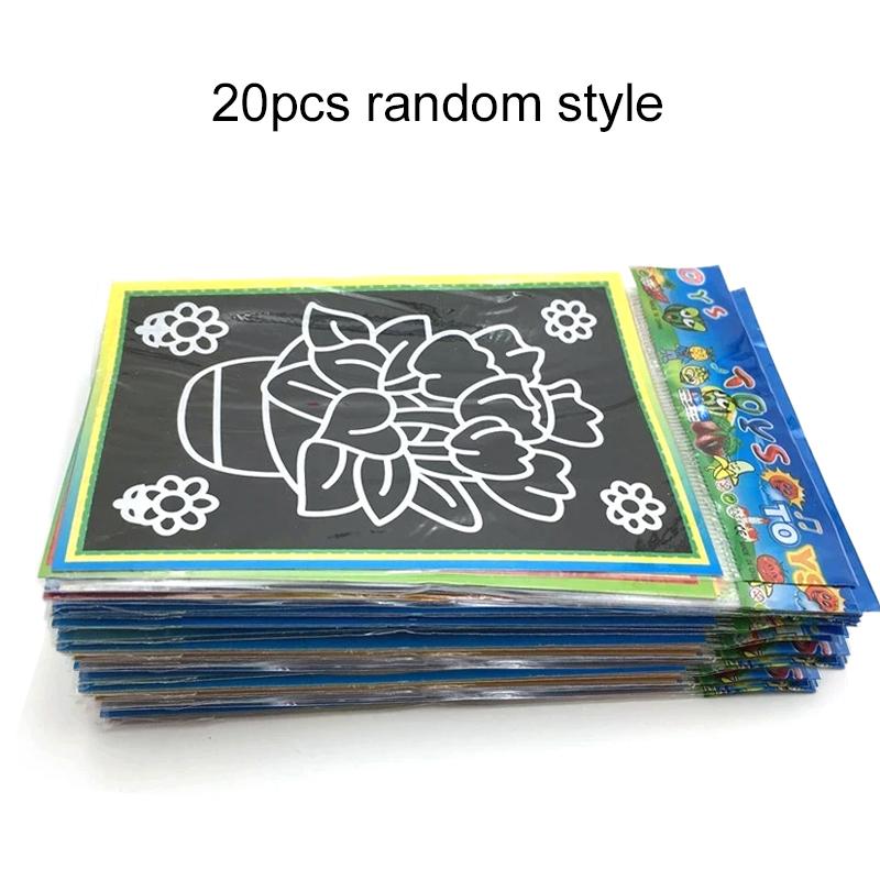 5/10/15/20pcs Scratch Painting Notebook Art Classroom Supplies Office Cultural School Rewards Cartoon Pattern Colorful Paper TMZ