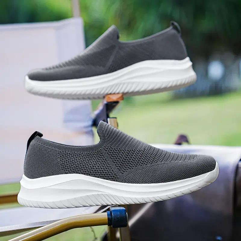 Walking Shoes Men's Sock Sneakers Lightweight Comfy Breathable Slip On Male Casual Pull-on Daily Shoes Men Anti-slip Shoes