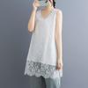 Ärmellose Oversized Spitze Vintage Lässige lockere Tanktops für Damen Sommer T-Shirt