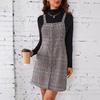 European and American Women's Zipper Plaid Overall Dress with Pockets - Spring/Autumn Fashion