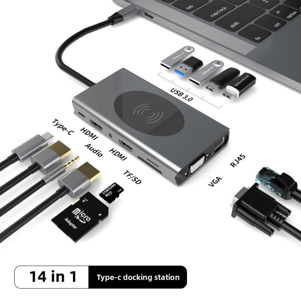 Type C Docking Station USB 3 0 Hub with RJ45 Gigabit Ethernet Adapter Multiport Expander for Laptop MacBook