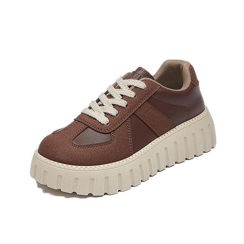 Casual Chunky Platform Sneakers dla kobiet Antypoślizgowe buty do chodzenia ze skóry PU Damskie wygodne sznurowane buty do biegania Oddychające buty do pracy Tenisówki