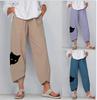 Damen Katzen Tierdruck Lässige Cropped Hosen Elastischer Bund Locker 9‑Knöchellänge Weites Bein Hosen Große Größen Hosen