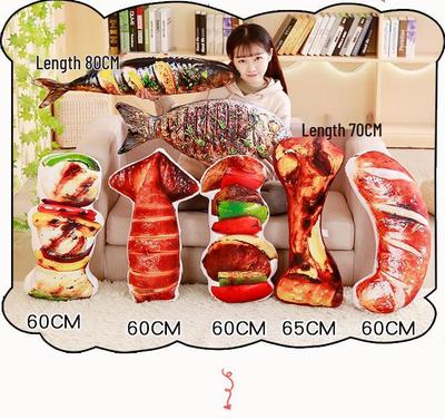 Barbecue & Grilled Fish Plush Pillow Cushion for Restaurant Decor