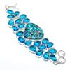 Spiny Oyster,Blue Topaz Handmade 925 Sterling Silver Bracelet 7-8" u3g22