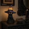 Spooky Home Decor Light Halloween Witch Cat Night Light, Resin Table Lamp with Warm Mantelpiece Glow, Gothic for Bedroom Shelf, Gift Cozy Fall