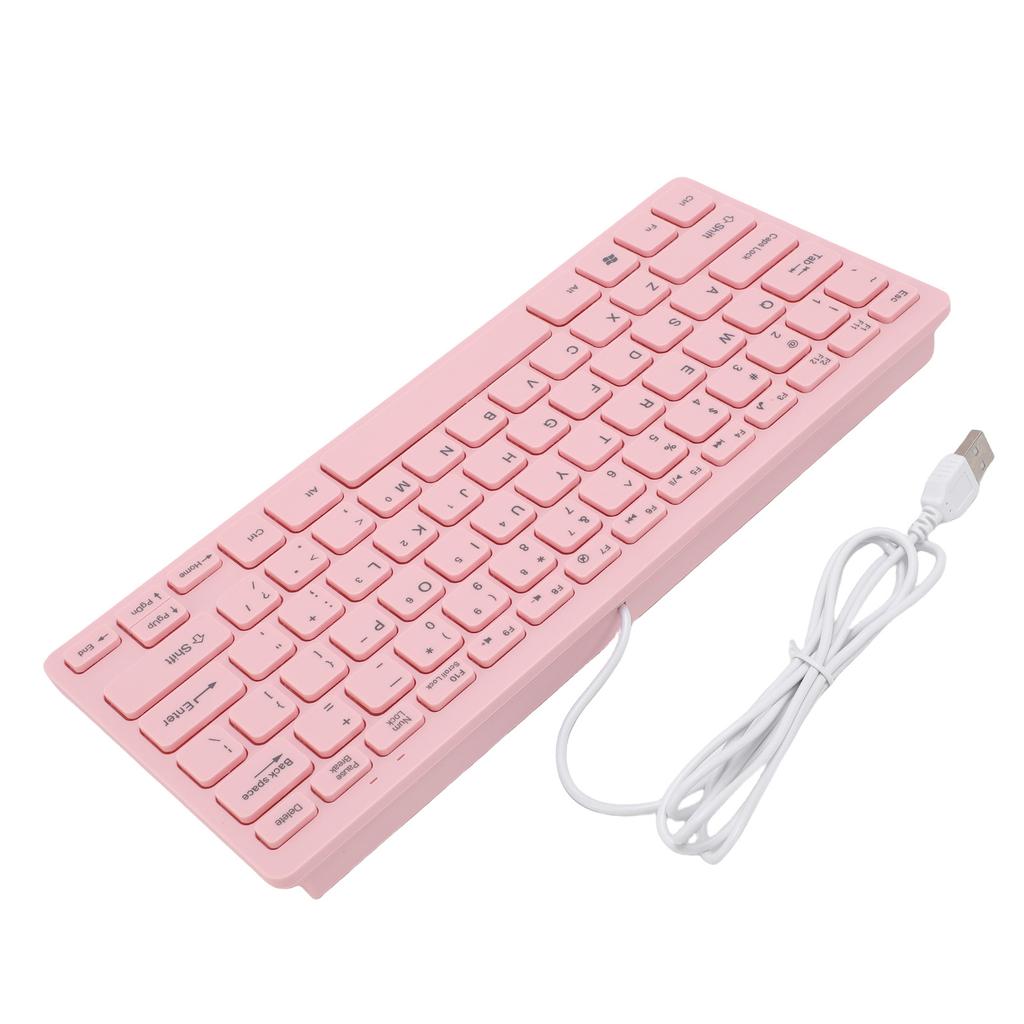 Small Wired Keyboard Roseate Quiet USB 78 Keys Computer Keyboard with Anti Slip Foot Pads for