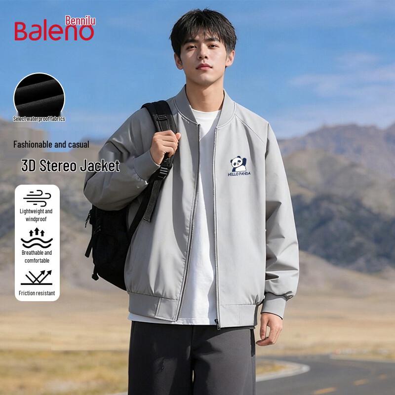Baleno Men's American Retro Panda Graphic Bomber Jacket