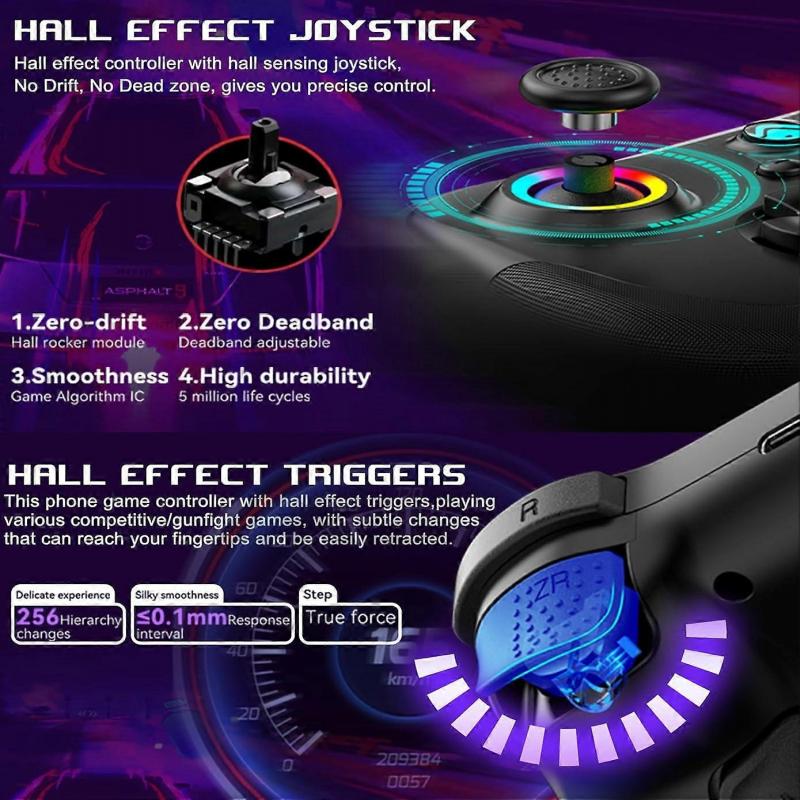 Mando Inalámbrico RGB Gamepad Compatible con Bluetooth para PS4 Switch (Negro)