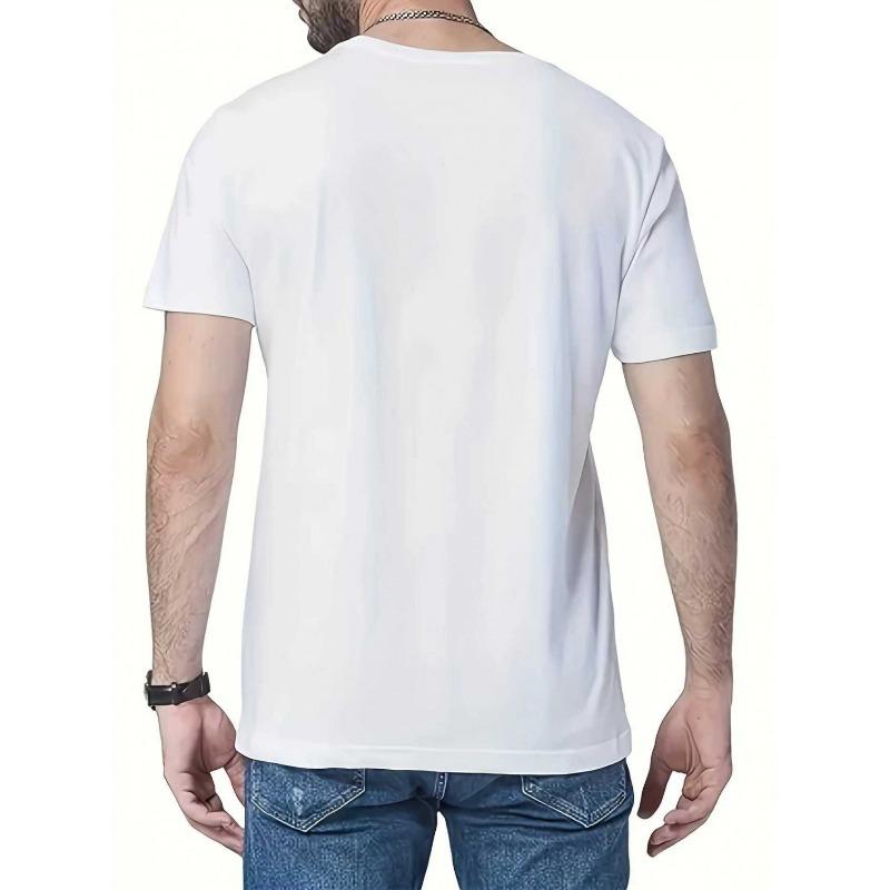 European Size Men's Casual Sporty Fashion Short Sleeve T-Shirt with Creative Spanish Letter Graphic Print,Stretchy and Comfortable,Suitable for Sports