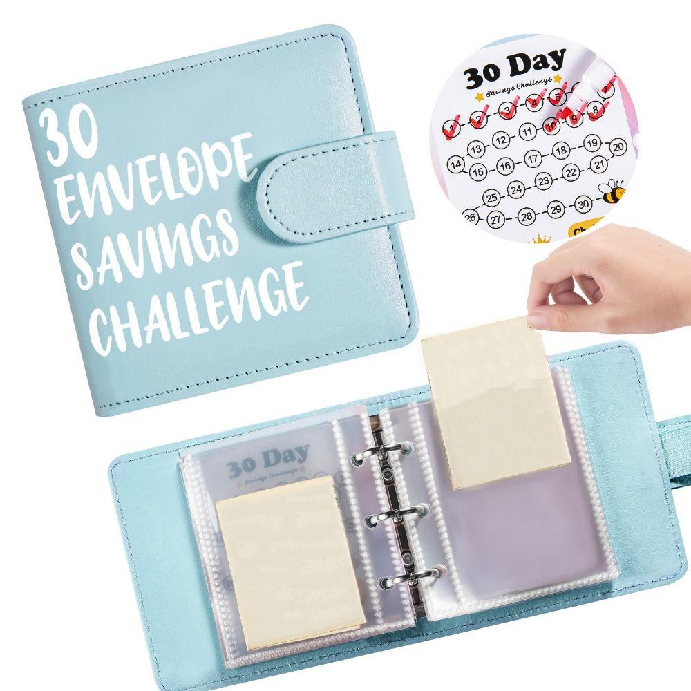 Loose-Leaf Small Binder with Cash Envelopes PU Leather 30 Envelope Challenge Binder  Home Use