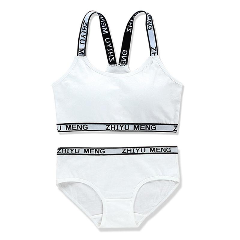 Girls' Bra and Pantie Two-piece Children's Underwear Set Letters Print Kids Bra Underpants