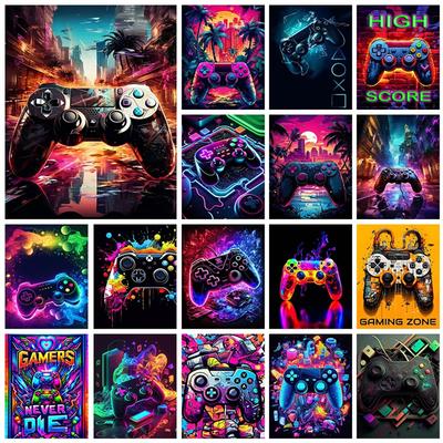 Buntes Neonlicht 5D DIY Diamantmalerei Set Spielmaschine Diamanten Aufkleben Stickerei Handgefertigte Mosaik Heimdekoration