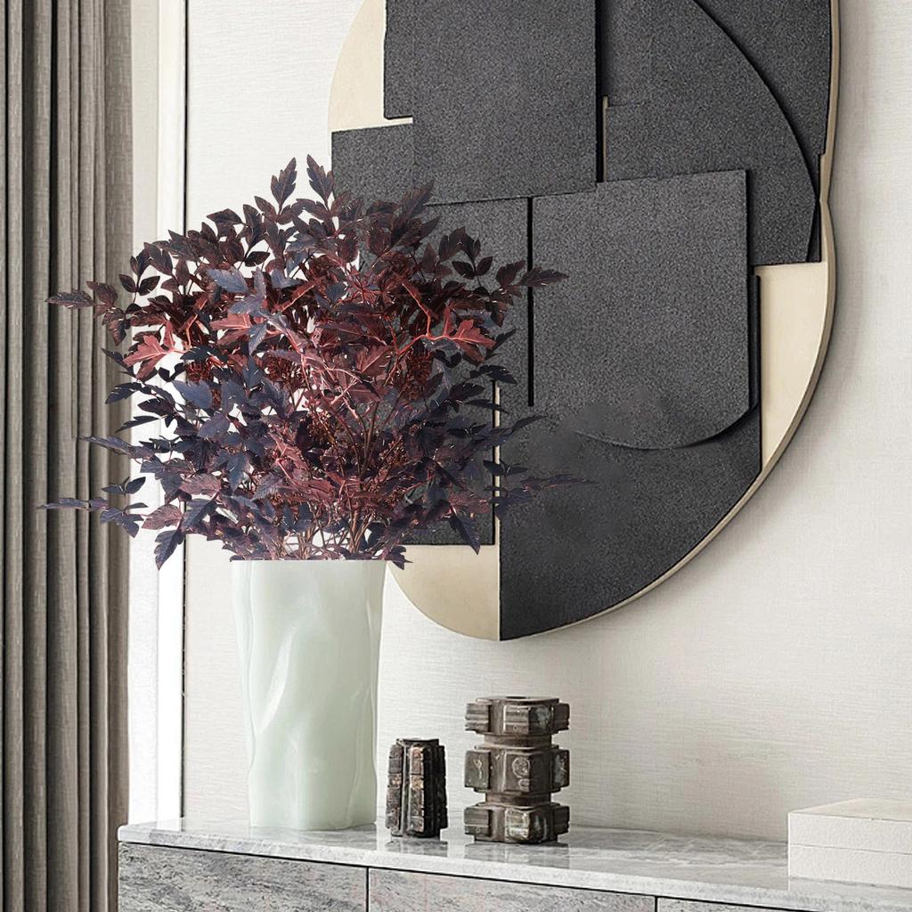 Artificial Cimicifuga Leaf Spray,  Faux Fall Branch With Long Stems For Vase, Thanksgiving Centerpiece Halloween Decor