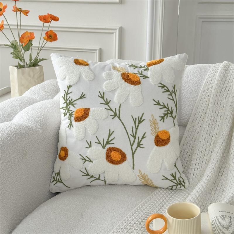 Yellow Tulip Flower Cushion Cover 2D Peach Skin Pillow Case Nordic Floral Throw Pillows For Sofa Living Room Home Decor Office