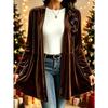 Women S Velvet Cardigan Lazy Style Solid Color Mid Length Knit Top
